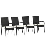 Outsunny Stackable PE Rattan Patio Dining Chairs Cushions Set of 4 Cream - $367.93 CAD
