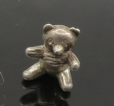 925 Sterling Silver - Vintage Petite Teddy Bear Dark Tone Pendant - PT17501 - £25.41 GBP