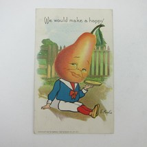 Fantasy Postcard Tuck Pear Head Anthropomorphic Garden Patch E. Curtis Antique - £15.89 GBP