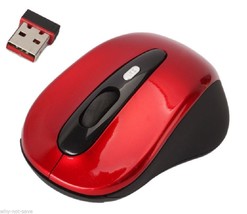 Red Wireless Optical mouse with Mini usb receiver for Dell Toshiba Apple Laptop - £18.46 GBP