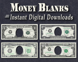 MONEY BLANKS Photoshop Transparent PNG File 1 2 5 10 Dollar Bill Design ... - $2.99