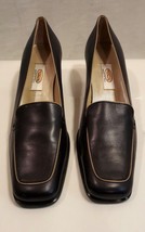 TALBOTS Blue Leather Square Toe Pumps Shoe Made Italy Womens 7 N - £21.53 GBP