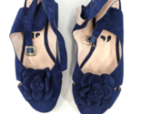 Portia Navy Blue Suede Peep Toe Wedges Leather Strap Buckle Women&#39;s US S... - $38.69