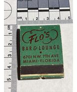 Vintage Feature Matchbook Cover Front Strike Flo’s Bar &amp; Lounge Miami FL - $636.56 MXN