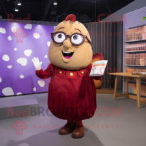 Maroon Potato mascot costume character dressed with a A-Line Dress and Reading g - $1,309.00