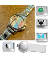 Island Scene Italian Charm Watch with Bracelet &amp; Tool &amp; Stainless Steel ... - $25.64 CAD