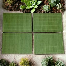 Bamboo Placemats Set x 4 Woven Matchstick Green Table Beach Summer Tropical Vtg - £17.31 GBP