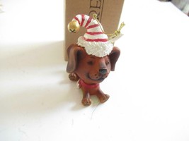 CHRISTMAS ORNAMENTS WHOLESALE- RUSS BERRIE- #18700-DOG W/RED/WHITE CAP- ... - $2.18