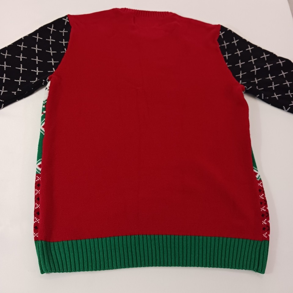 Ugly Christmas Sweater Men's Size Large Bite Me Gingerbread Man Red Pullover Item image 15