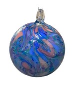 Hand Blown Art Glass Ornament Purple Pink Friendship Witch Ball 3.5” - £22.74 GBP