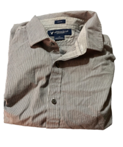American Eagle Outfitters Button-Up Shirt Men&#39;s L Long Sleeve Gray Slim Fit - £13.44 GBP