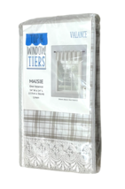 Lichtenberg Maisie Valance 54&quot;W x 14&quot;L Plaid Lace Trim 15% Linen Cottage Style - £13.45 GBP