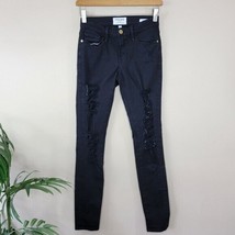 Frame | Le Skinny de Jeanne Distressed Black Jeans, size 24 - £37.96 GBP