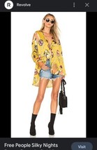 $148 FREE PEOPLE silky nights oversize floral shirt XS Champs De Fleurs ... - £23.48 GBP