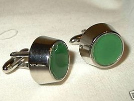 jc12 Vintage Green Celluloid round Drum Shape Cufflinks cuff links - $10.98