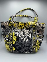 Vera Bradley Tote Bag Handbag Baroque Pattern Purse 15&quot;x12&quot;x4&quot; Black/Green/White - £19.77 GBP