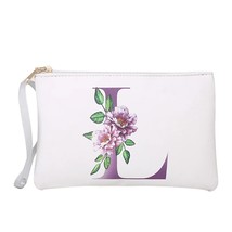 Fashion PU Leather Wristlet Clutch Bag Women Flower Alphabet Print  Purse Zipper - £89.11 GBP