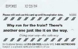 NYC Why run for the Train Metrocard - £3.91 GBP
