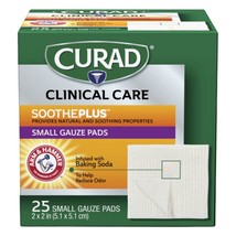 Curad SoothePLUS Gauze Pads with ARM &amp; HAMMER Baking Soda, 2&quot; x 2&quot;, 25 c... - £5.32 GBP+