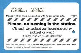 NYC Please no running in the station Metrocard - $4.99