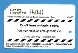 NYC Don&#39;t lean on train doors Metrocard - £3.93 GBP