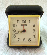 Vintage Equity Wind Up Travel Alarm Clock Brown Case  - £25.91 GBP