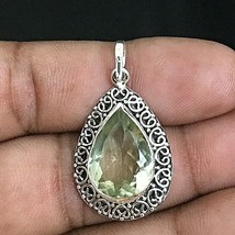 Sterling Silver Pendant Necklace Natural Green Amethyst PS-1089 - £42.80 GBP