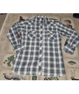 Wrangler Mens Shirt Large Blue Green Pearl Snap Western Wear Cowboy Adul... - £11.40 GBP