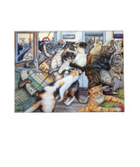 Zoe Stokes Cat Art Print Original Vintage Funny Cat Artwork Cats Home Decor - $6.72
