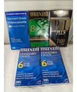 Set 5 blank VHS cassette tapes recordable Maxell P/I Plus T-120 Premium ... - $15.00