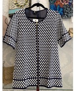 New Escada Top Sweater Medium Navy Polkadot - $444.51