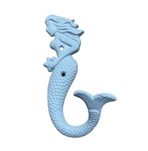 CBK  Blue Mermaid Cast Iron Wall Hook Bathroom Coastal Beach Decor 7 inch - £11.67 GBP