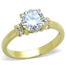 2.17 Ct Round Cut Simulated Diamond Gold Plated Engagement Bridal Ring Sz 5-10 - £44.60 GBP