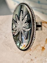 Marijuana ring long abalone leaf size 5 size sterling silver southwestern  women - £53.38 GBP
