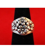 Vintage Sterling Silver Embossed Daisy Ring, Sz 6  - £21.52 GBP