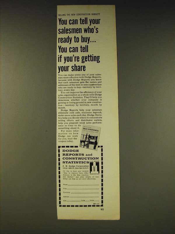 1963 Dodge Reports Ad - You can tell your salesmen who's ready to buy - $18.49