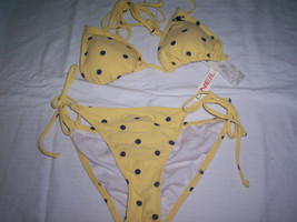 Women&#39;s Jrs O&#39;neill Yellow/Blue Polka Dot Swim Wear Bikini Swim Suit New $50 - £25.96 GBP