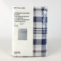 IKEA SPIKVALLMO White Blue/Check Full/Double/Queen Duvet Set &amp; 2 Pillowc... - $31.58