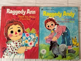 Set Of 2 Vintage Raggedy Ann &amp; Andy BIG Golden Books - I Love You &amp; I Can Do It - £18.59 GBP
