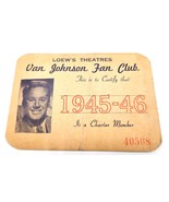 Vtg LOEW&#39;S THEATRES Van Johnson Fan Club Certify 1945-46 Charter Member ... - $15.00