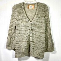 Chelsea &amp; Violet Women&#39;s Sweater Medium Wool Alpaca Mohair Cardigan Taupe Gold - £19.73 GBP