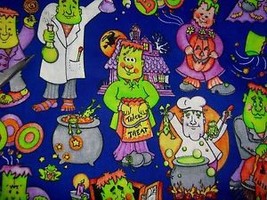 Halloween Frankenstein Ghoulies Fabric Springs Industries  - £11.06 GBP