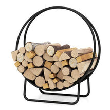 Firewood Log Hoop 20 Inch Round Heavy-duty Metal Curved Log Rack with Stand - $91.60