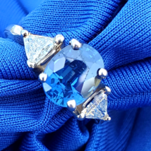 Earth mined Sapphire Royal Diamond Deco Engagement Ring Vintage Style Solitaire - $9,305.25