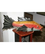 Old Vintage Hand Crafted and Painted Wooden Fish Figure Statue Collectib... - £74.39 GBP