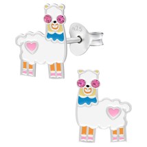 Llama 925 Silver Stud Earrings with Crystals - £11.19 GBP
