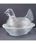 Vintage Indiana Glass &quot;Hen On Nest&quot; Clear Candy Dish - £23.37 GBP