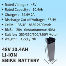 48V10.4Ah Ebike Inner Battery BMS For Samebike 20/26 Electric Bicycle 3A Charger - £149.43 GBP