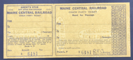 Vintage Maine Central Railroad MEC Coach Party Ticket Unused Form L7 USA - £7.43 GBP