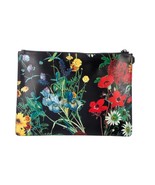 ALICE + OLIVIA BY STACEY BENDET BLACK FLORAL LEATHER CLUTCH/POUCH - $116.82